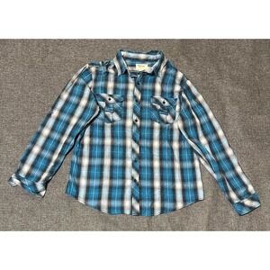 Rustic Blue Men's L Plaid Long Sleeve Shirt